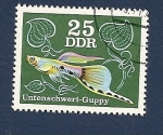 Stamps Germany -  PECES - Guppy  cola prolongada