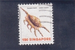 Sellos de Asia - Singapur -  caracola- scorpion