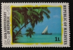 Sellos de Asia - Maldivas -  Barco de pesca