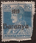 Stamps Hungary -  Carlos IV. Baranya (Ocupación Serbia)  1919 25 filler