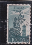 Stamps Italy -  campanario y avión