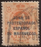 Stamps : Africa : Morocco :  Alfonso XIII. Zona de Protectorado Español en Marruecos  1916 15 céntimos