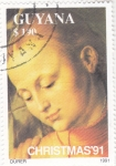 Stamps America - Guyana -  pintura de Dürer- navidad,91