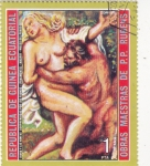 Stamps Equatorial Guinea -  pintura desnudos-Diana y las ninfas sorprendidas por los faunos