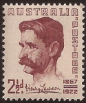 Stamps Australia -  Henry Hertzberg Lawson  1949 2 1/2 peniques australianos