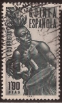 Stamps : Africa : Guinea :  Músico nativo tocando el tambor  1953  1,90 ptas