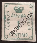 Sellos de Europa - Espa�a -  Corona y cifra de 1920 habilitado por la República. No Expedido  1931 1 céntimo