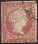 Stamps Spain -  Isabel II 1855 4 cuartos filigrana de líneas cruzadas