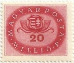 Stamps Hungary -  ESCUDO DE ARMAS NACIONAL HÚNGARO. VALOR FACIAL 20M pengö. YVERT HU 794