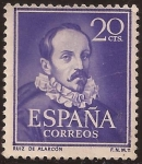 Stamps : Europe : Spain :  Literatos. Ruiz de Alarcón  1950 20 céntimos