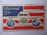 Stamps United States -  Estados Unidos. Avión - Globos y Bandera - Serie:Airmail 1974-1076