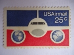 Sellos de America - Estados Unidos -  Estados Unidos. Avión - Globos y Bandera - Serie:Airmail 1974-1076