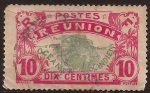Stamps France -  Reunion. mapa de la Isla  1926 10 céntimos
