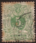 Stamps : Europe : Belgium :  Cifras y León  1880 5 céntimos