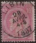 Stamps : Europe : Belgium :  Rey Leopoldo II  1884 10 céntimos