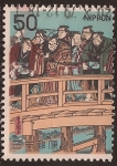 Stamps Japan -  Luchadores en el puente de Ryogoku  1979 50 yen