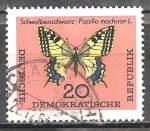 Stamps Germany -  Mariposa cola de golondrina (Papilio Macaón)DDR.