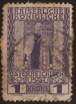 Stamps : Europe : Austria :  Emperador Francisco José con traje de Investidura 1908 1 corona