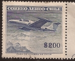 Stamps : America : Chile :  Beechcraft monoplane  1955 200 pesos