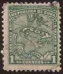 Stamps Cuba -  Mapa de Cuba  1914  1 centavo