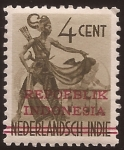 Stamps Indonesia -  Wayang Wong bailarina de Java  1941 4 cent