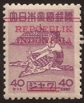 Sellos de Asia - Indonesia -  Bailarina y Borobudur  1943 40 cent
