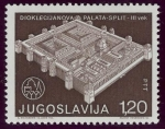 Stamps Yugoslavia -  CROACIA: Núcleo histórico de Split con el Palacio de Dioclesiano