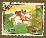 Stamps United Arab Emirates -  SHARJAH - Cuentos -Blancanieves y los 7 enanitos - Blanca se pira con el principe