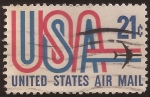 Stamps United States -  USA y avion  1971 21 centavos