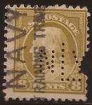 Stamps United States -  Benjamin Franklin  1914 8 centavos con perforaciones NLY