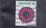 Stamps Singapore -  flores-ilustración