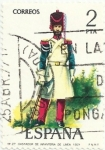 Stamps Spain -  UNIFORMES MILITARES, VI GRUPO. Nº 27. GASTADOR DE INFANTERIA DE LINEA 1821. EDIFIL 2351