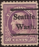 Stamps United States -  Benjamin Franklin  1917 50 centavos