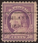 Sellos de America - Estados Unidos -  Benjamin Franklin  1917 50 centavos 10,5 perf