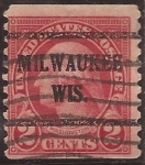 Stamps United States -  George Washington 1923  2 centavos perf 9,5 dent vert
