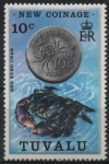 Stamps Oceania - Tuvalu -  CANGREJO  ROJO  TEÑIDO  Y  MONEDA