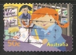 Sellos de Oceania - Australia -  niños escribiendo