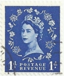 Stamps United Kingdom -  SERIE BÁSICA ISABEL II TIPO WILDING. VALOR FACIAL 1 p. YVERT GB 328