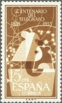 Stamps Spain -  ESPAÑA 1955 1180 Sello Nuevo I Centenario del Telégrafo 15cts