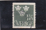 Stamps Sweden -  tres coronas