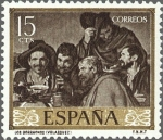 Stamps Spain -  ESPAÑA 1959 1238 Sello Nuevo Pintor Diego Velázquez Los Borrachos 15cts c/señal fijasello