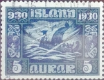 Stamps : Europe : Iceland :  Intercambio jxa 10,00 usd 5 aurar 1930