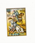 Stamps Africa - Equatorial Guinea -  Dom QUIJOTE combate en la playa