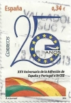 Stamps Spain -  25 ANIVERSARIO ADHESIÓN A LAS COMUNIDADES EUROPEAS. MOTIVO ALUSIVO. EDIFIL 4574