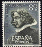 Stamps Spain -  España 1961 1340 Sello º III Cent. Muerte Velazquez Autoretrato 80c
