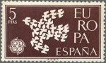 Stamps Spain -  ESPAÑA 1961 1372 Sello Nuevo Europa CEPT Paloma 5pts