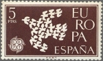 Sellos de Europa - Espaa -  ESPAÑA 1961 1372 Sello Nuevo Europa CEPT Paloma 5pts