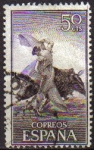 Stamps Spain -  ESPAÑA 1960 1258 Sello Fiesta Nacional Toros Farol Yv947 Usado