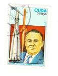 Stamps : America : Cuba :  XXV Aniversario del primer hombre en el espacio