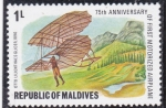 Stamps : Asia : Maldives :  75 aniversario del primer aeroplano motorizado